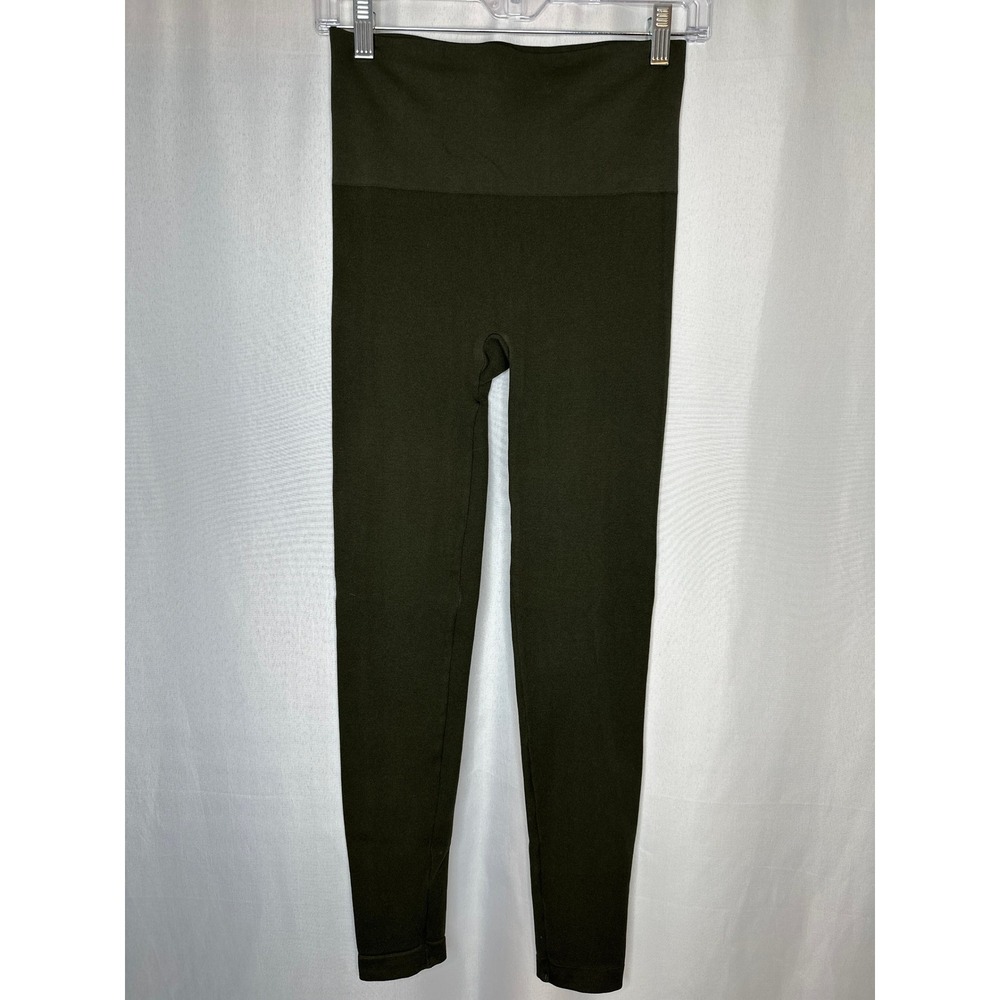Spanx Seamless Green Leggings Zip Ankles MEDIUM Athleisure Utility Earthy